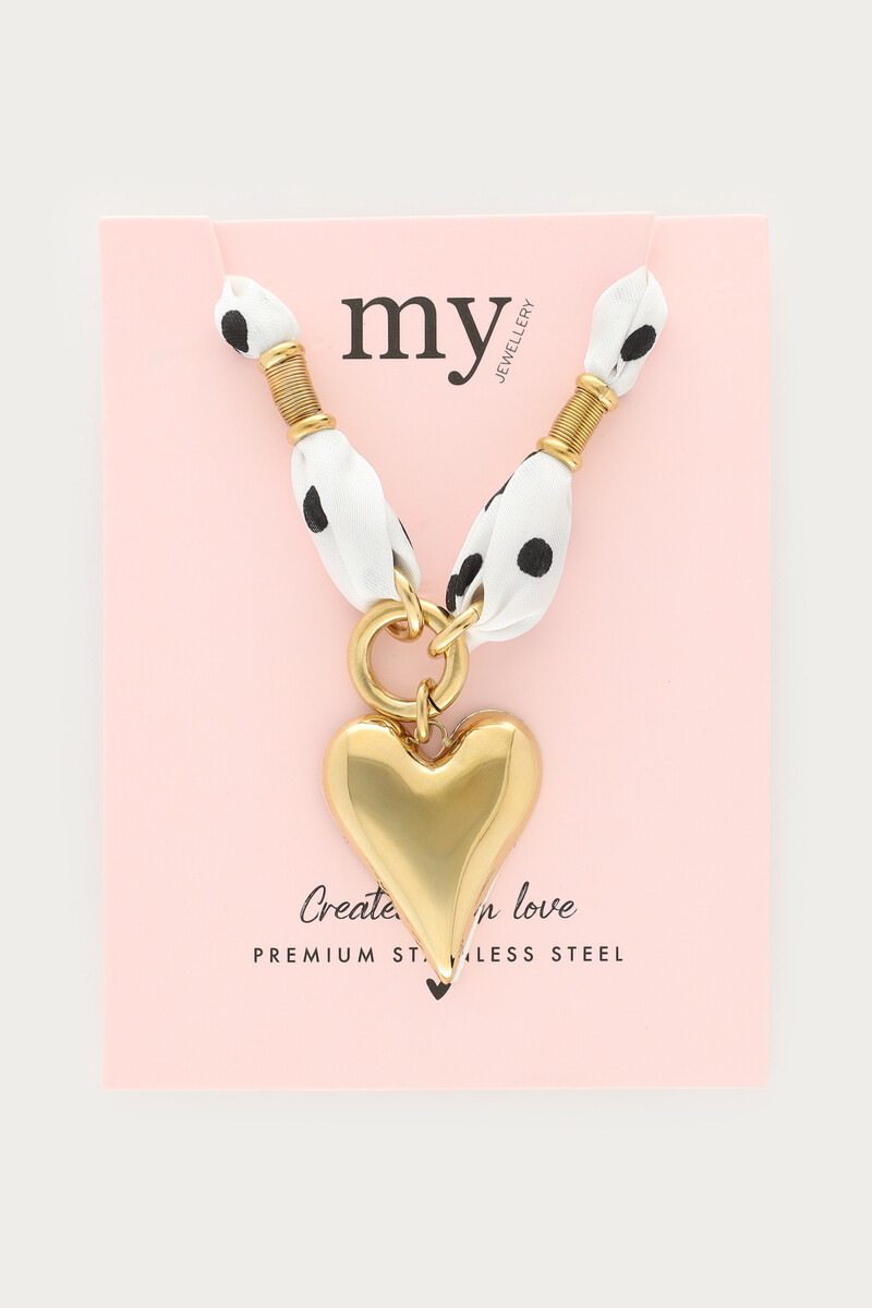 White necklace with black polka dot and heart | My Jewellery
