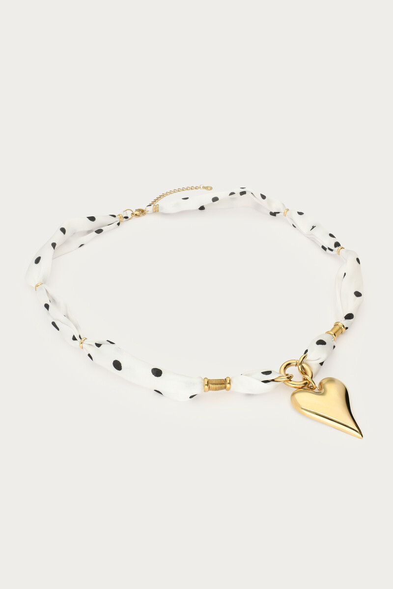White necklace with black polka dot and heart | My Jewellery