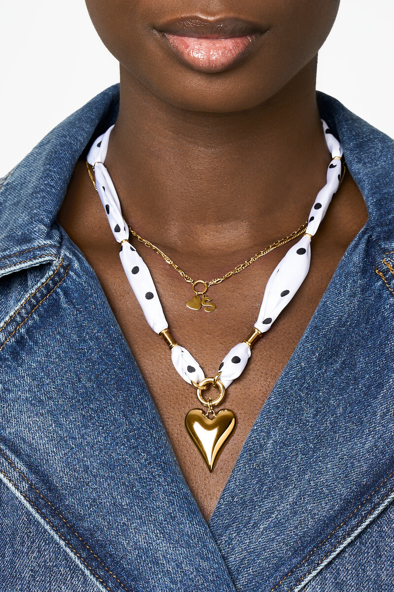 White necklace with black polka dot and heart | My Jewellery