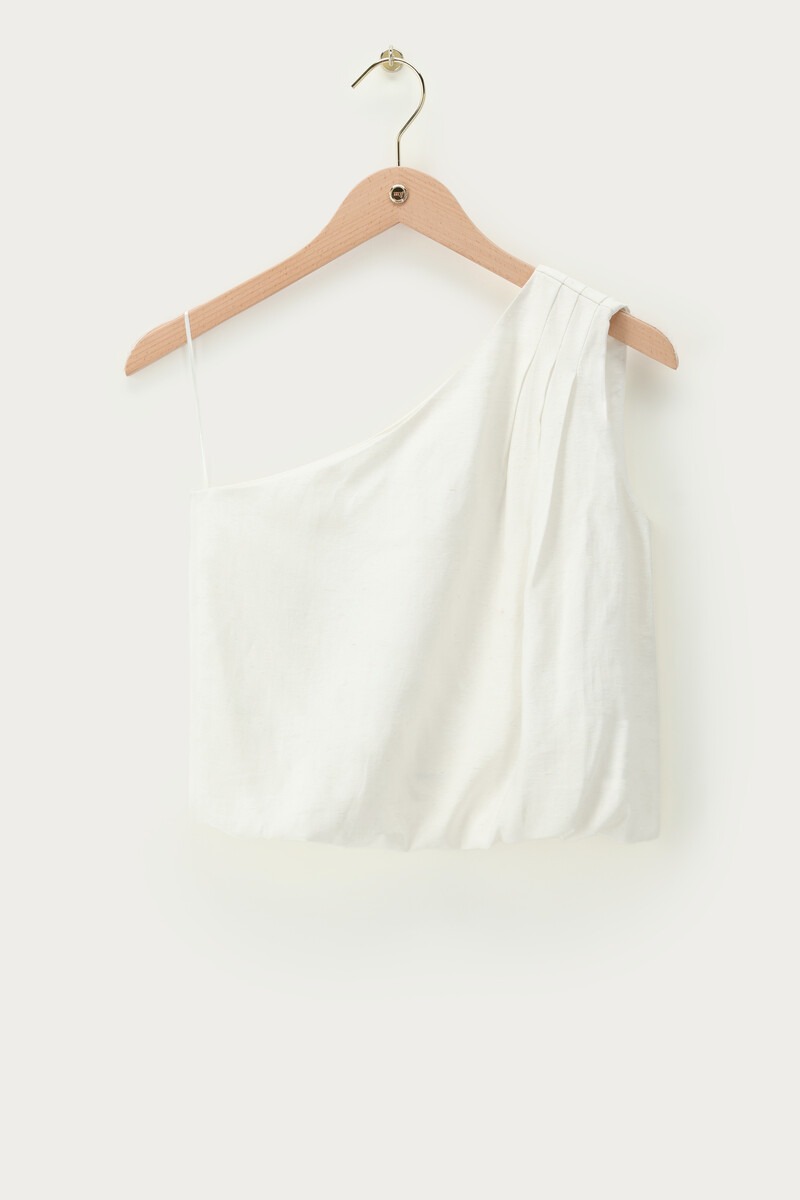 White one-shoulder top in balloon look | My Jewellery