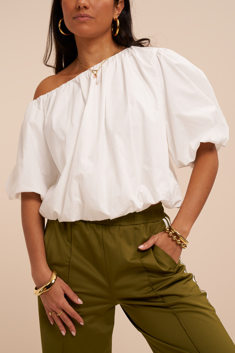 White one-shoulder top in balloon look | My Jewellery
