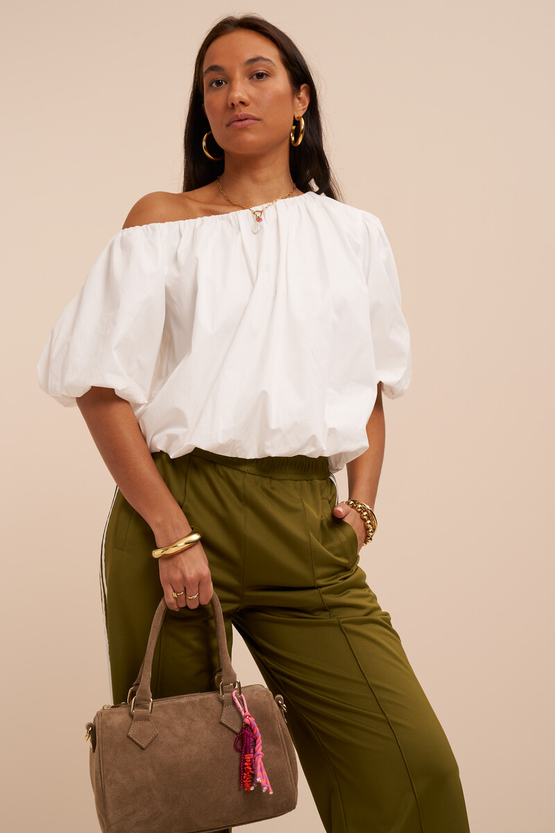 White one-shoulder top in balloon look | My Jewellery