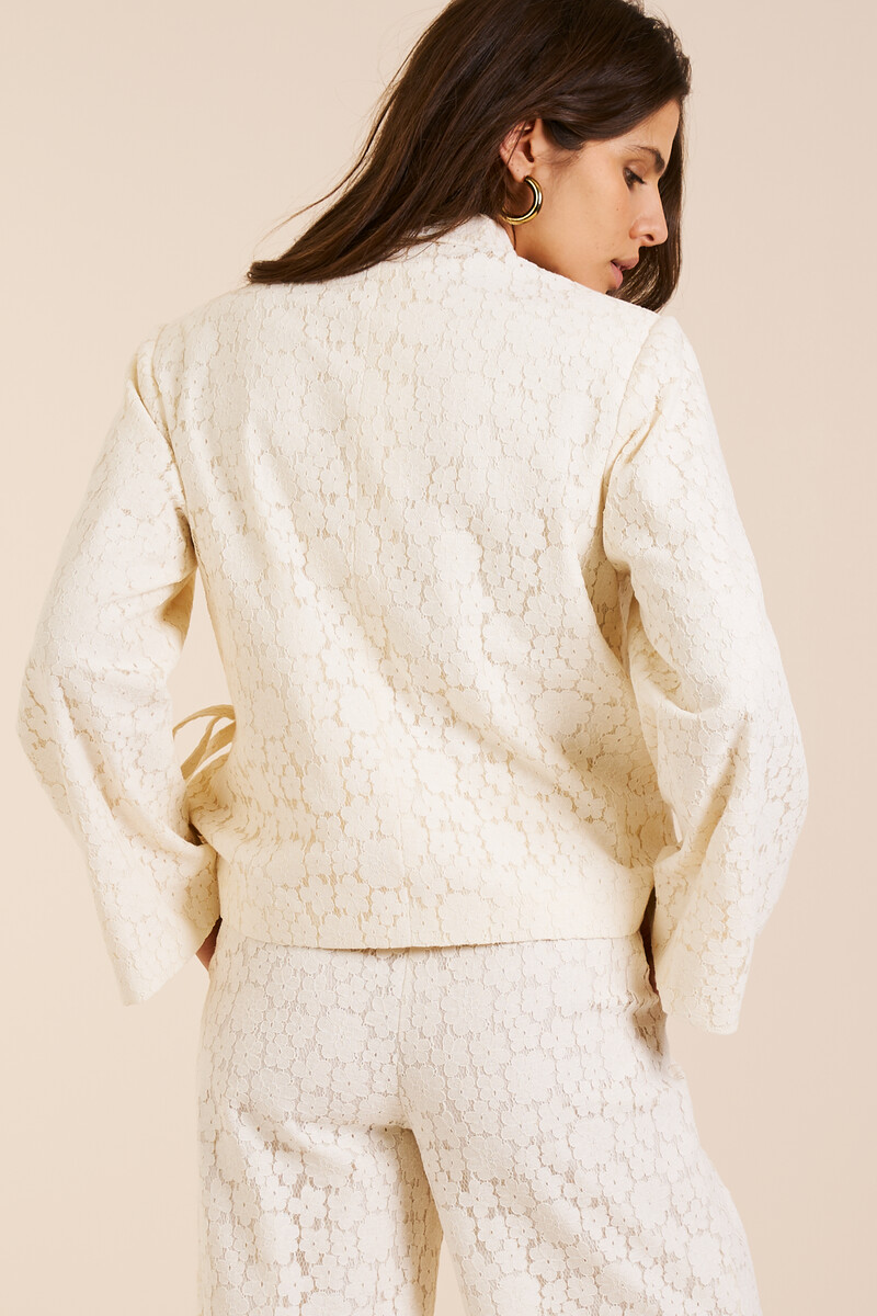 White oversized blazer with lace | My Jewellery