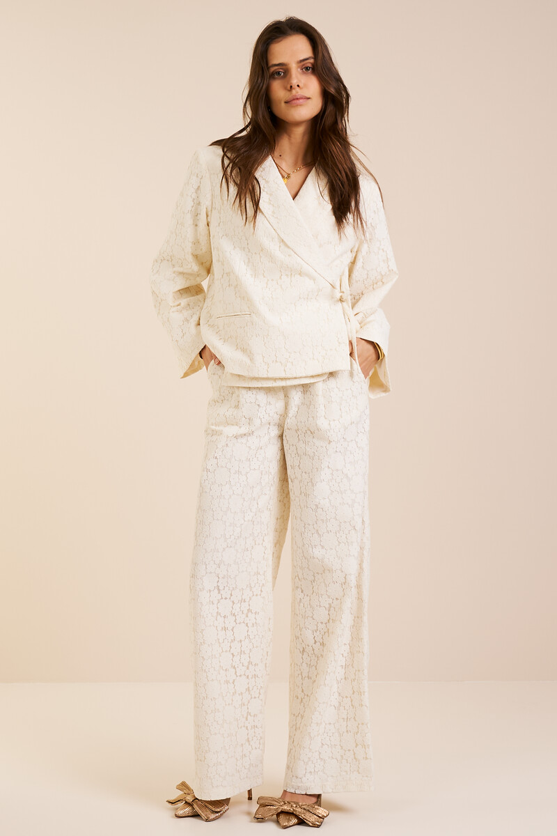 White oversized blazer with lace | My Jewellery