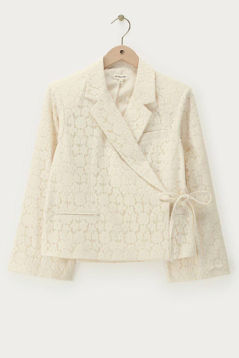 White oversized blazer with lace | My Jewellery