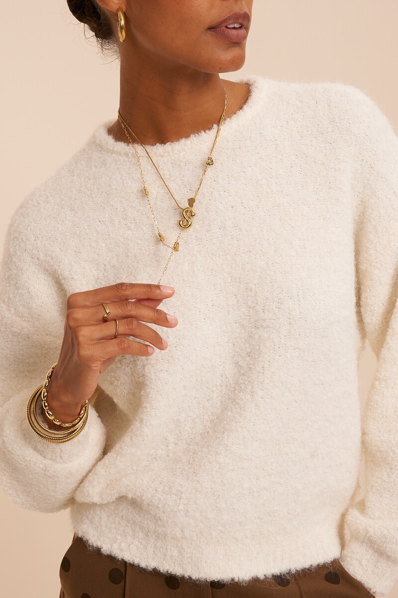 White oversized bouclé sweater | My Jewellery