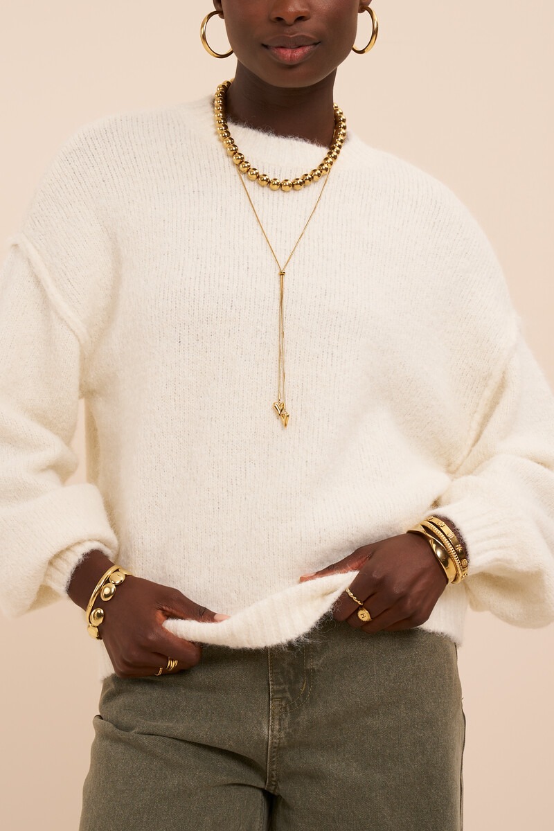 White Oversized Knitted Sweater | My Jewellery