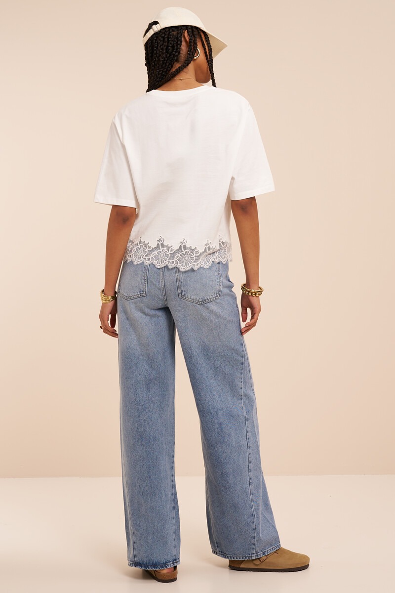 White oversized T-shirt with lace details | My Jewellery
