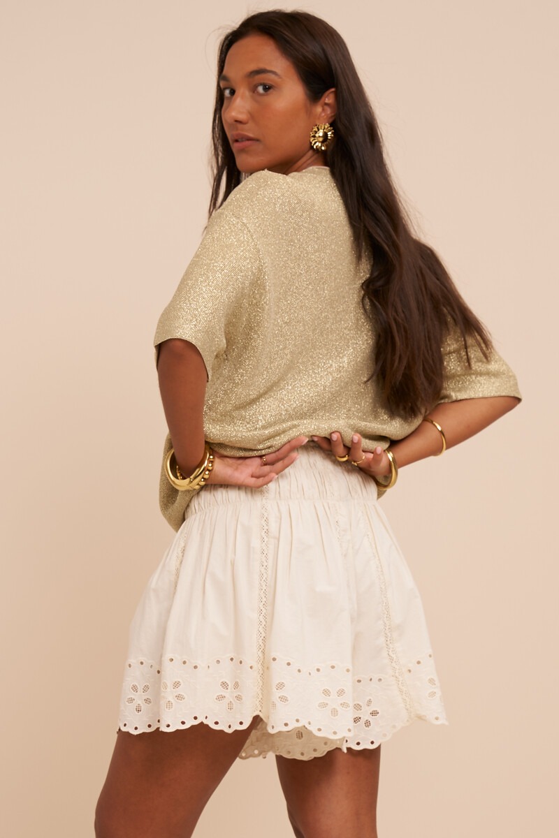 White poplin skort with embroidery | My Jewellery