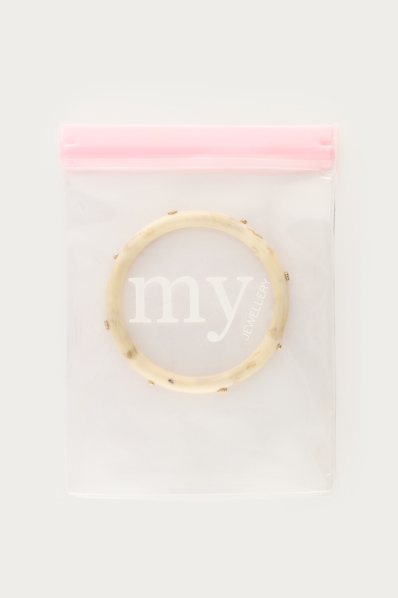 White resin bangle with studs | My Jewellery