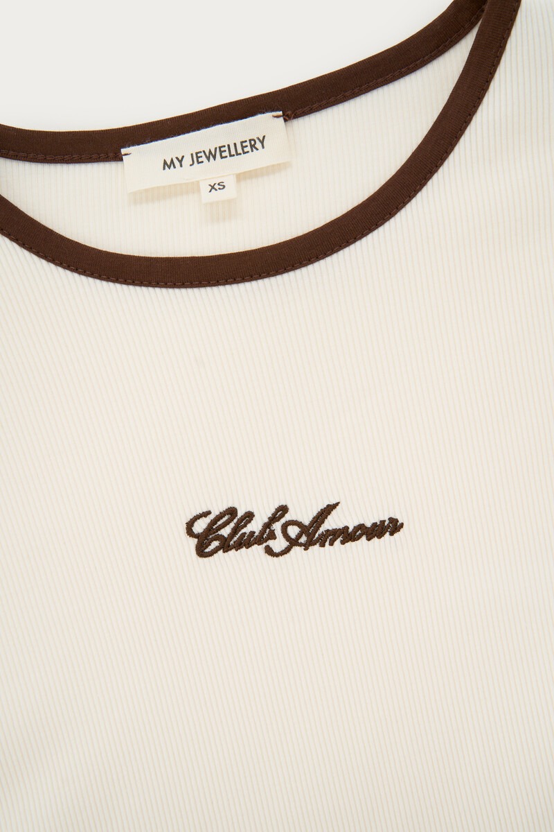 White Ribbed Longsleeve 'Club Amour' | My Jewellery