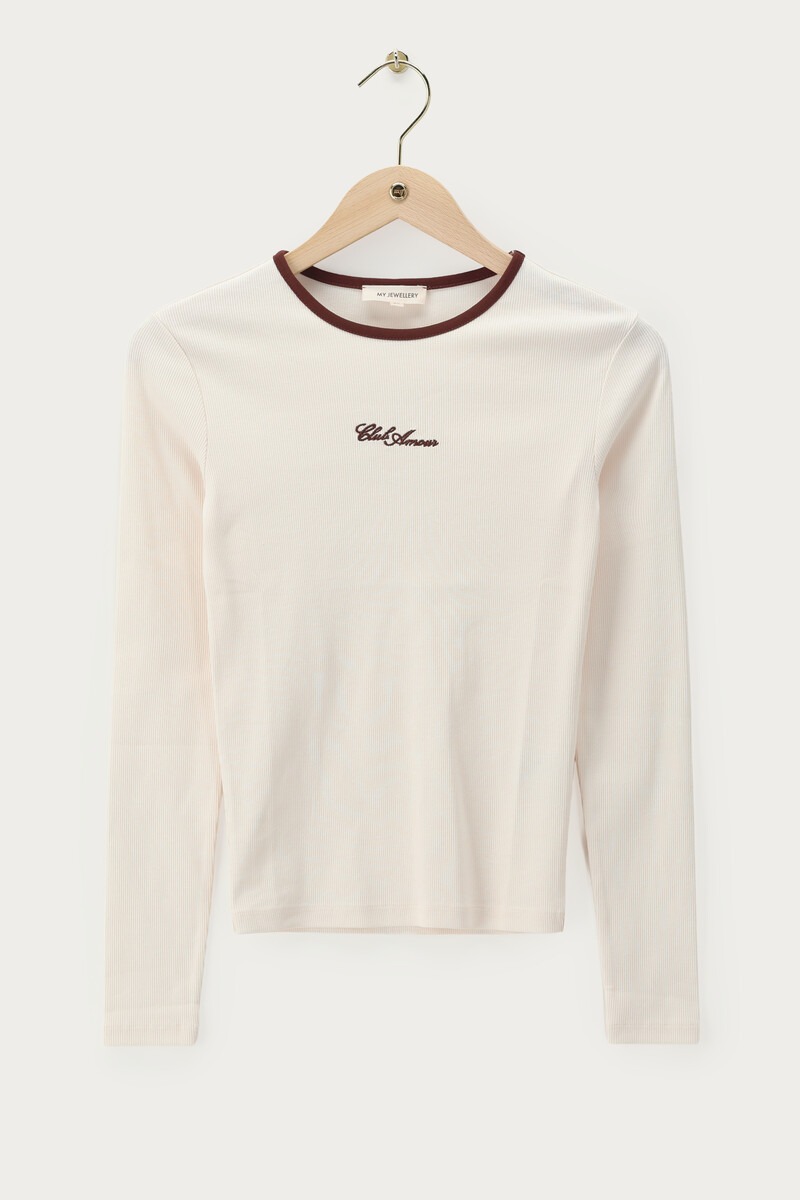 White Ribbed Longsleeve 'Club Amour' | My Jewellery