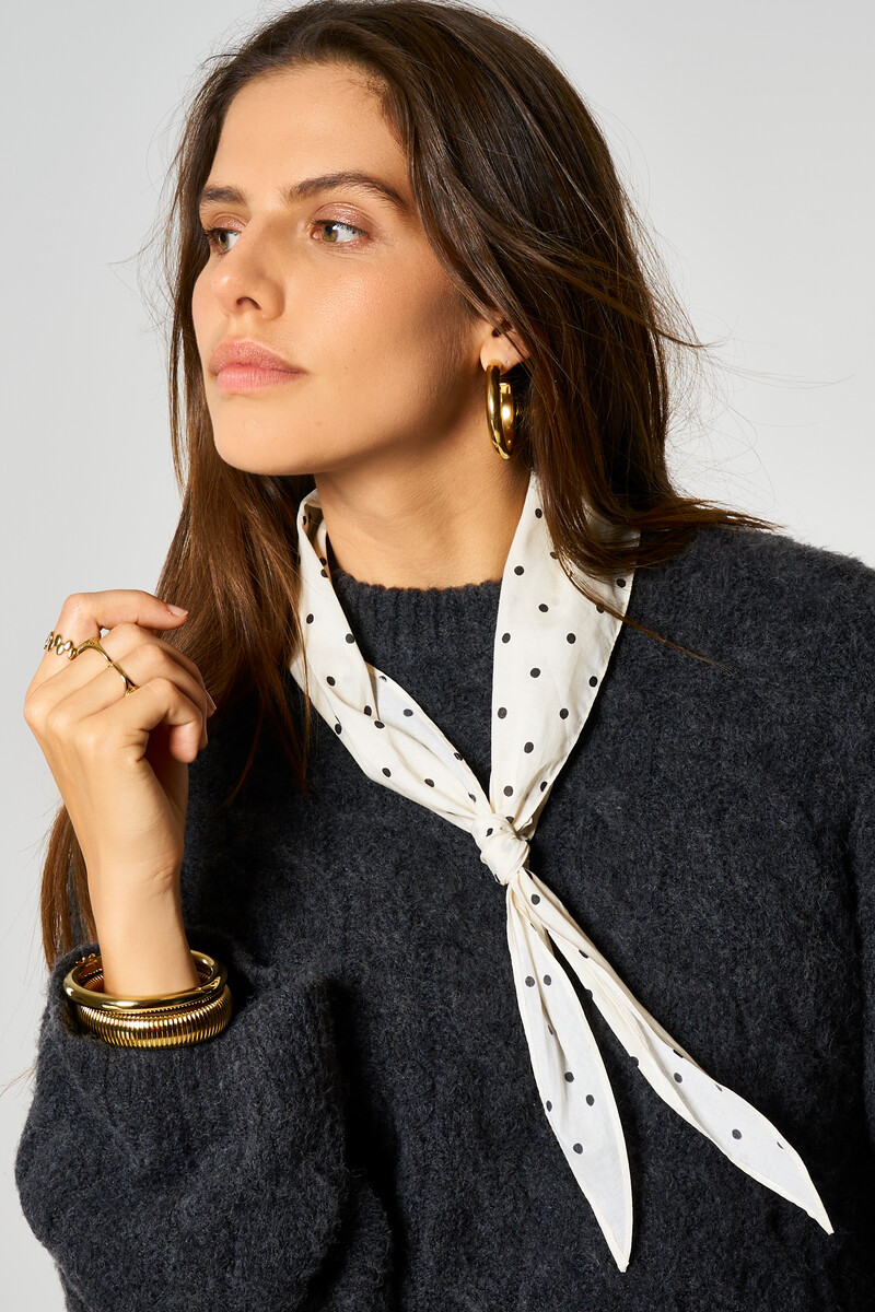 White scarf with black polka dot | My Jewellery