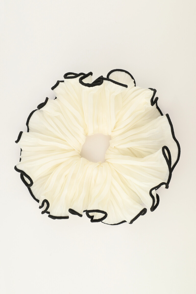 White scrunchie with black trim | My Jewellery