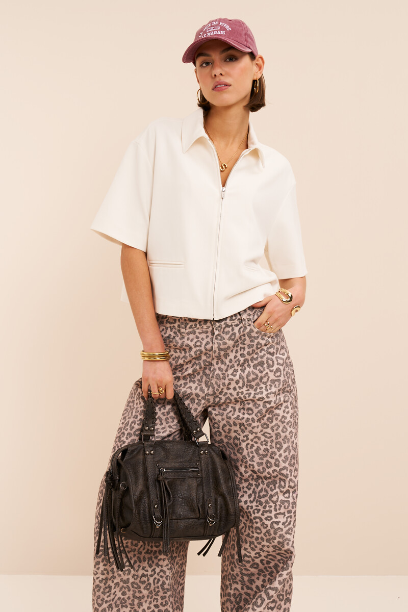 White short-sleeve polo with zip | My Jewellery