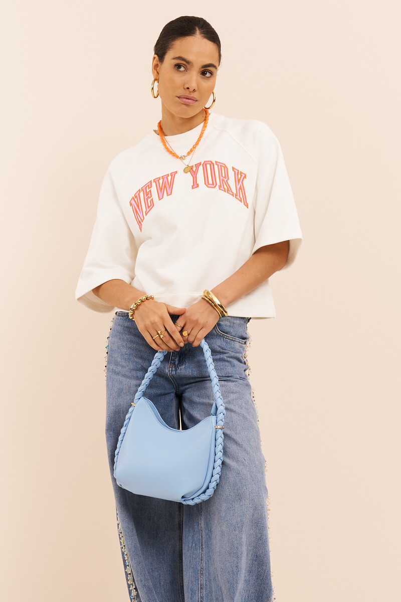 White sweatshirt with short sleeves "New York" | My Jewellery