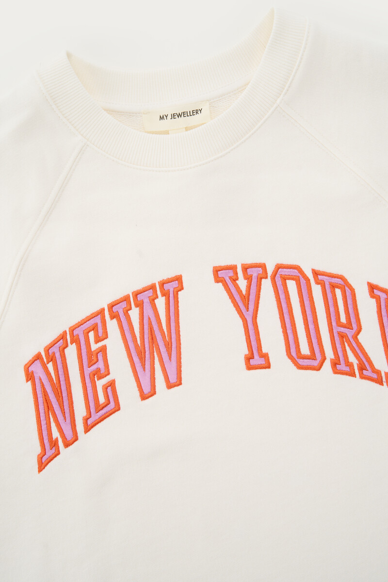 White sweatshirt with short sleeves "New York" | My Jewellery