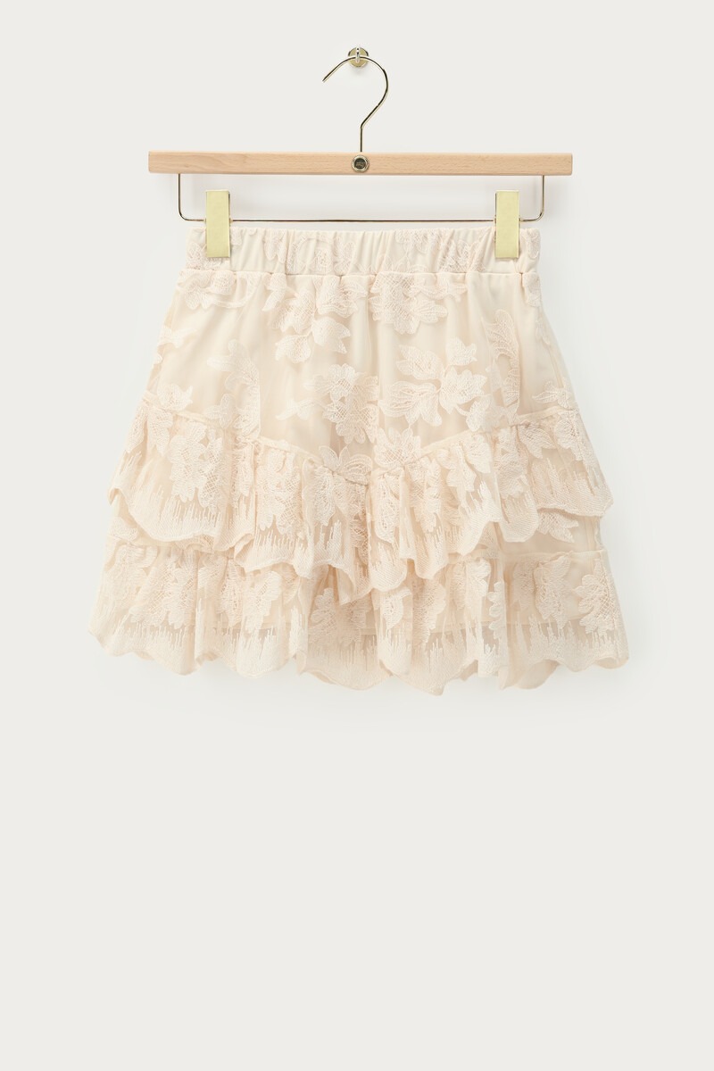 White short skirt with layers and embroidery | My Jewellery