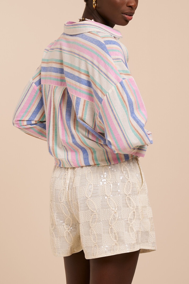 White shorts with an elasticated waistband and sequins | My Jewellery