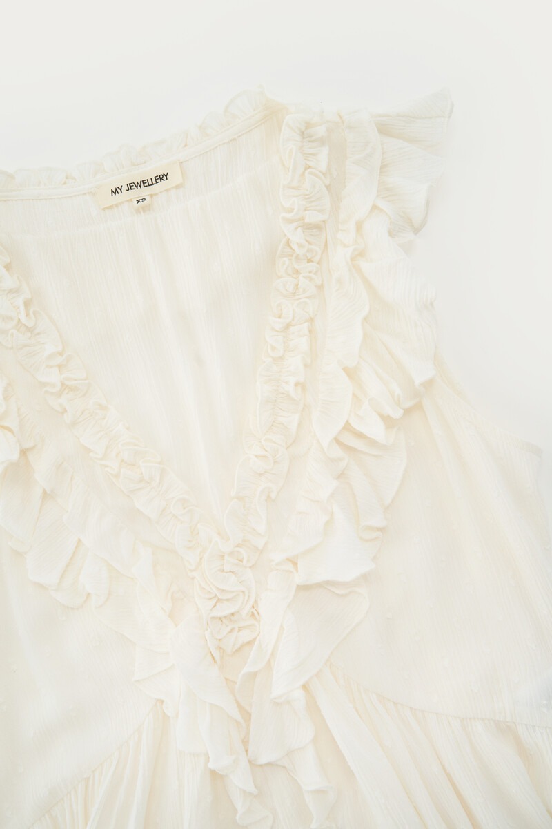 White sleeveless top with ruffles | My Jewellery