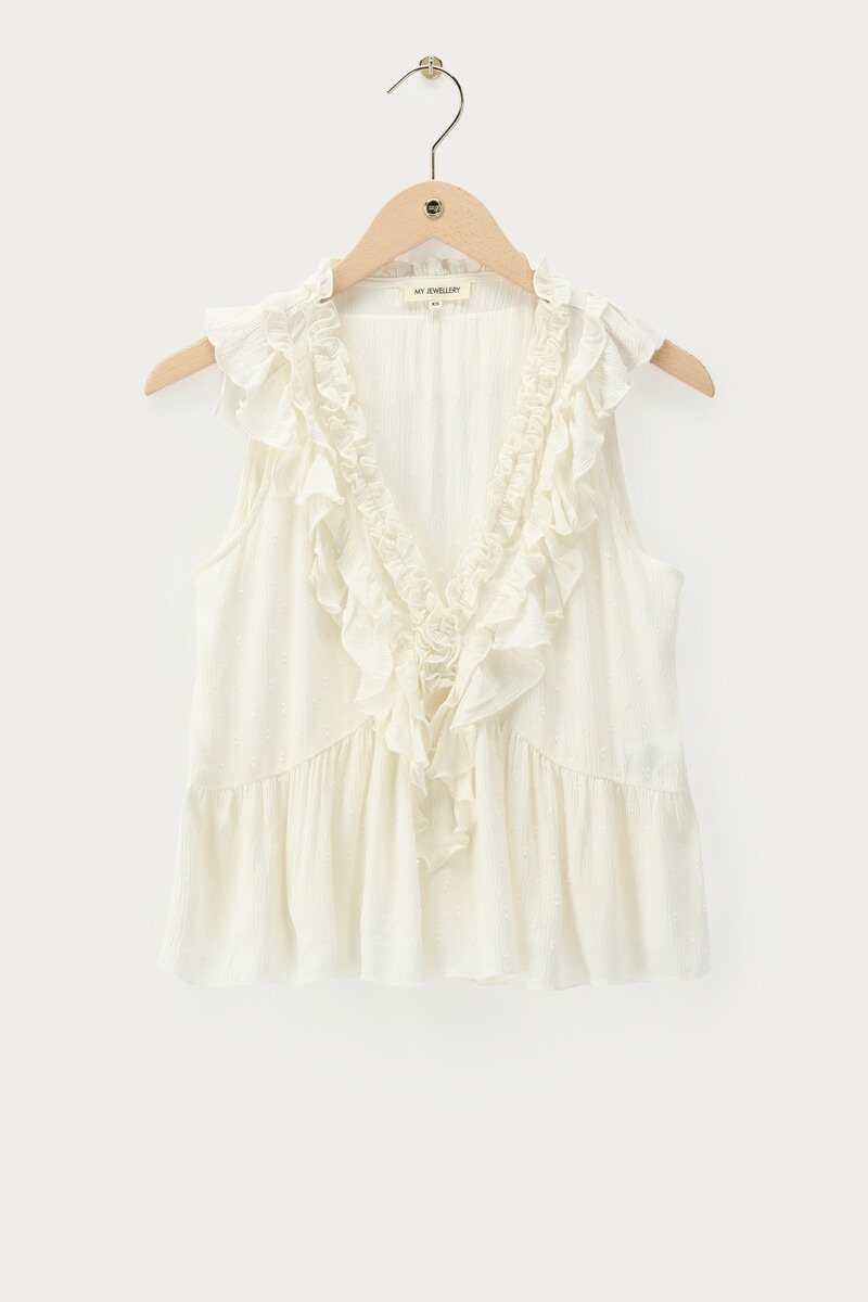 White sleeveless top with ruffles | My Jewellery