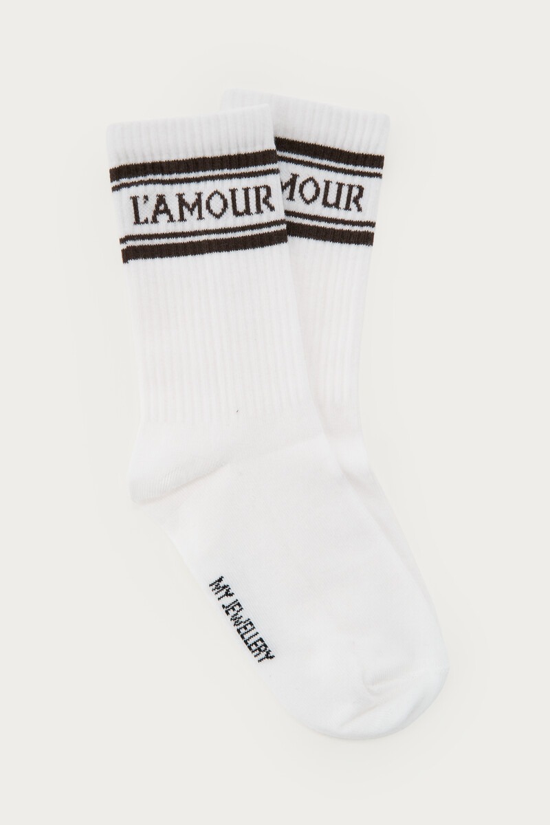 White Socks with L'amour Stripes | My Jewellery