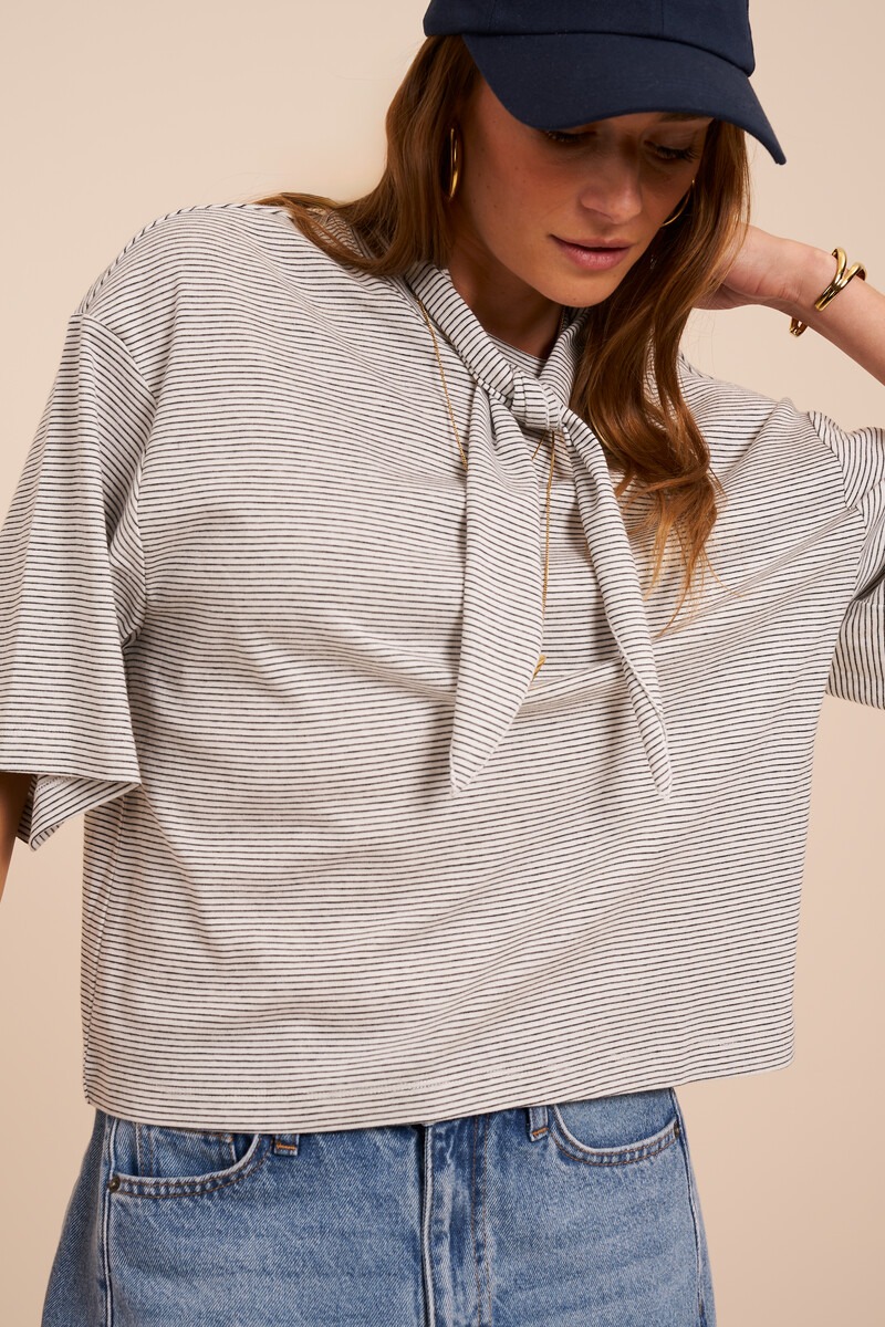 White striped T-shirt with scarf | My Jewellery