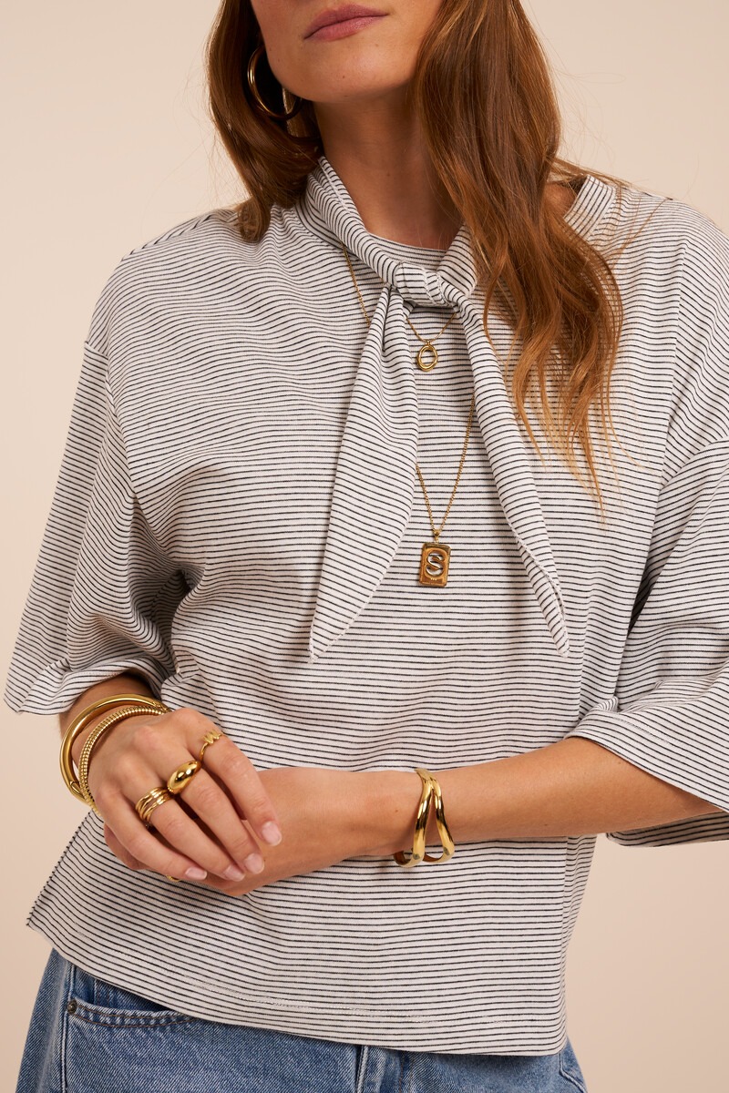 White striped T-shirt with scarf | My Jewellery