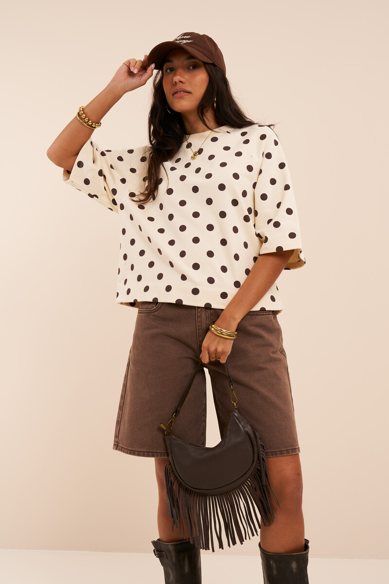 White sweater with short sleeves and polka dot | My Jewellery