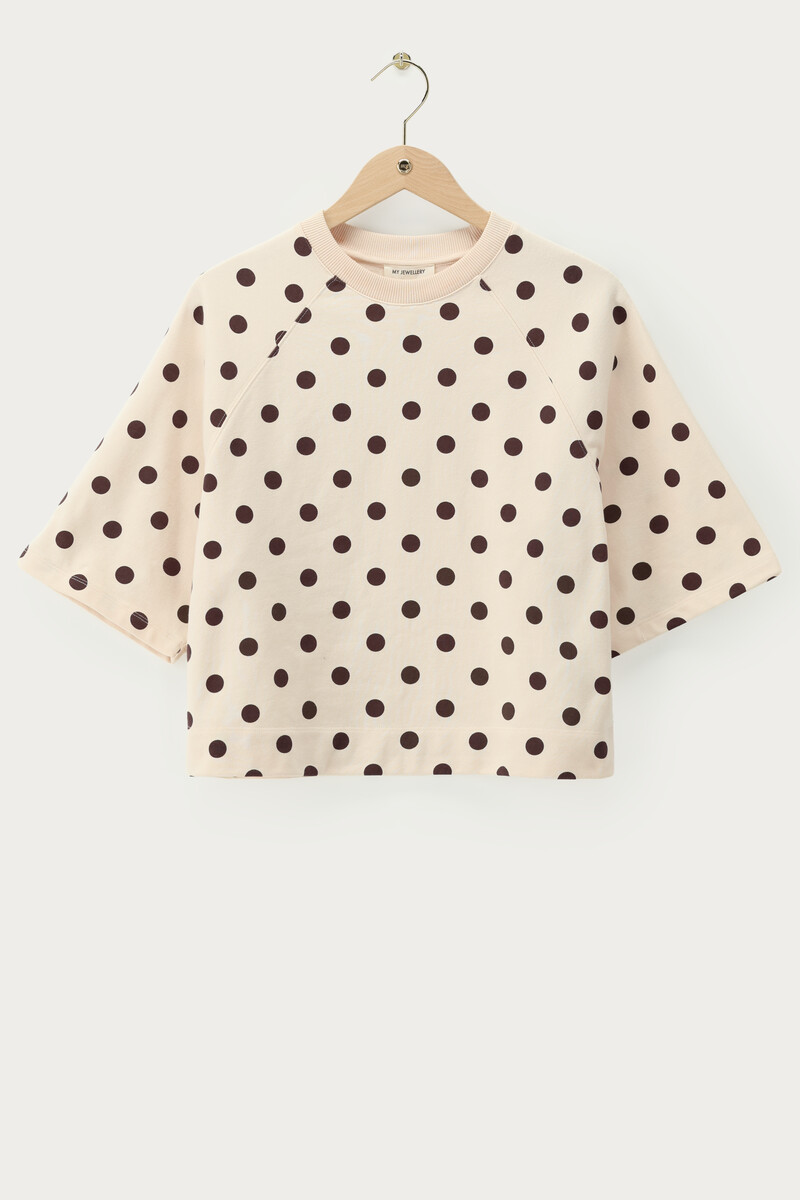 White sweater with short sleeves and polka dot | My Jewellery