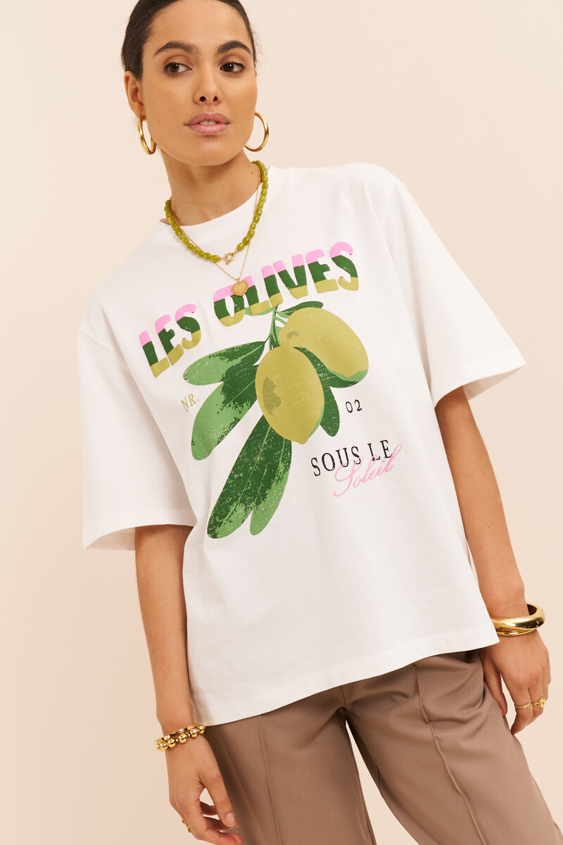White T-shirt "Les olives" | My Jewellery