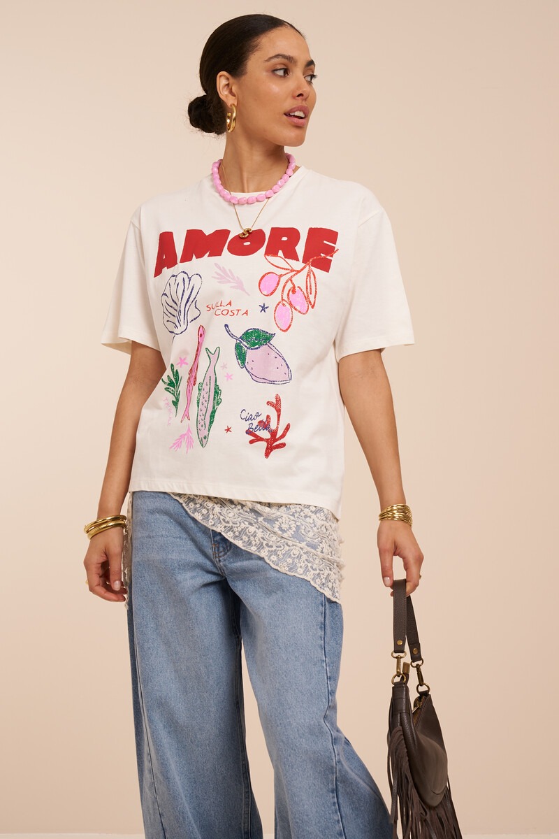 White T-shirt ''Amore sulla costa'' | My Jewellery