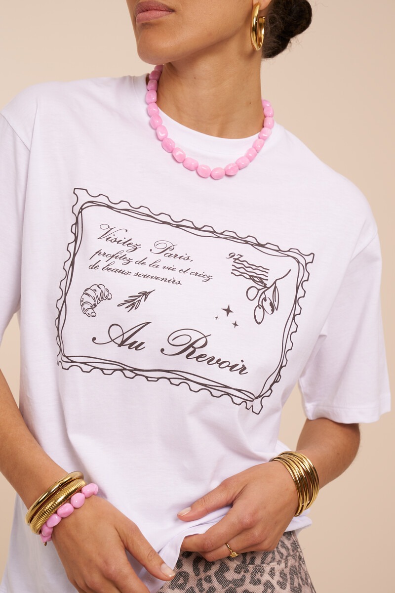 White T-shirt 'Au revoir' | My Jewellery