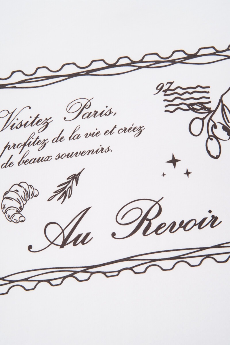 White T-shirt 'Au revoir' | My jewellery