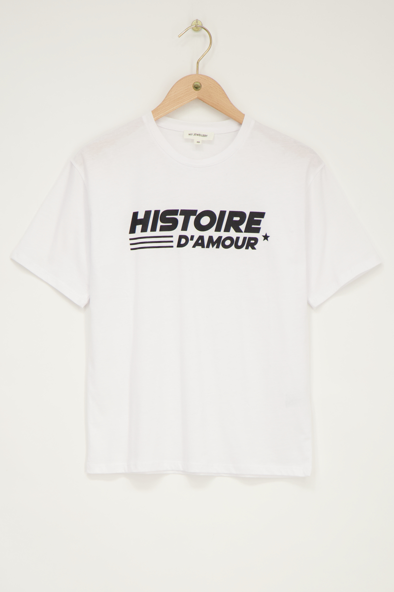 White t-shirt with black histoire d'amour | My Jewellery