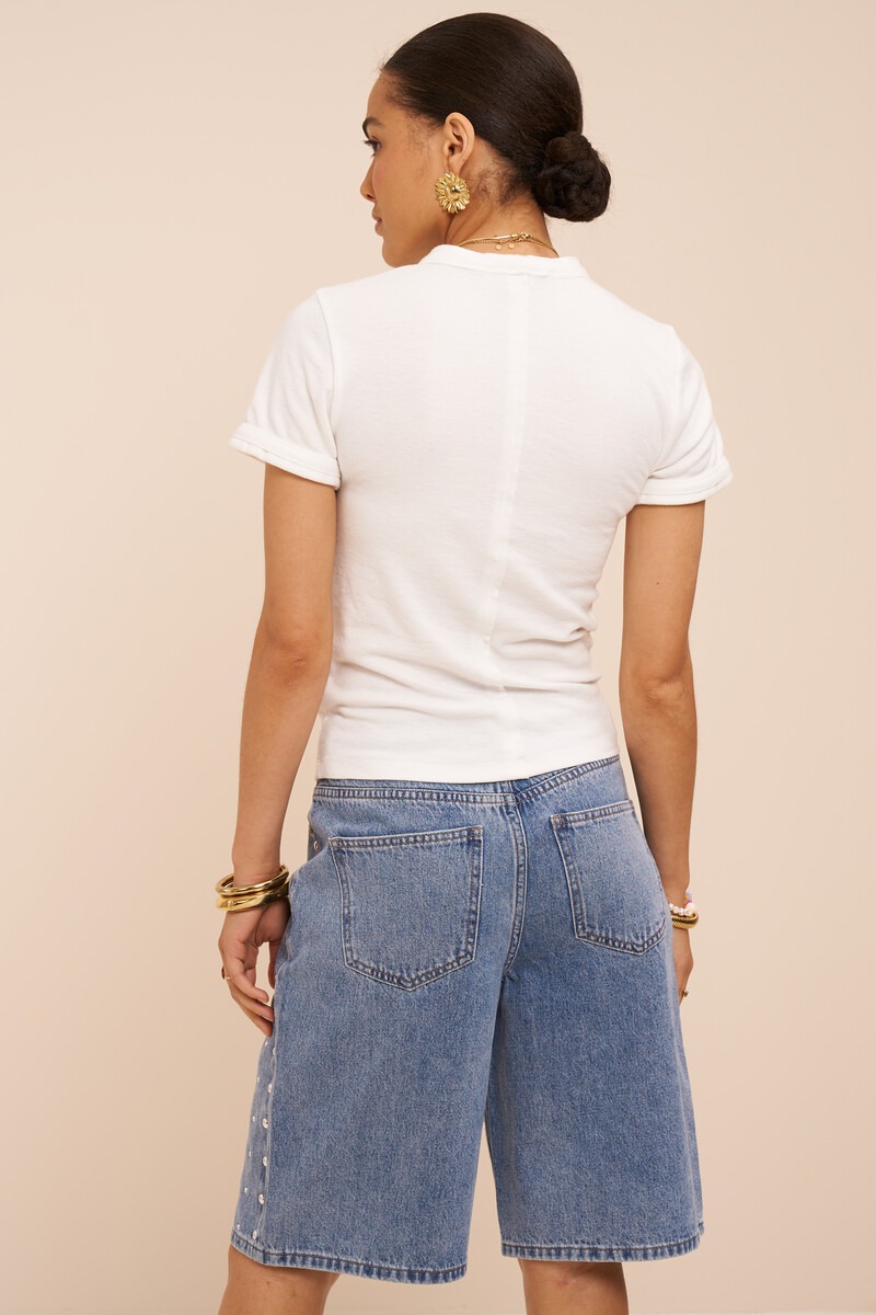 White T-shirt with cap sleeves and detail | My Jewellery