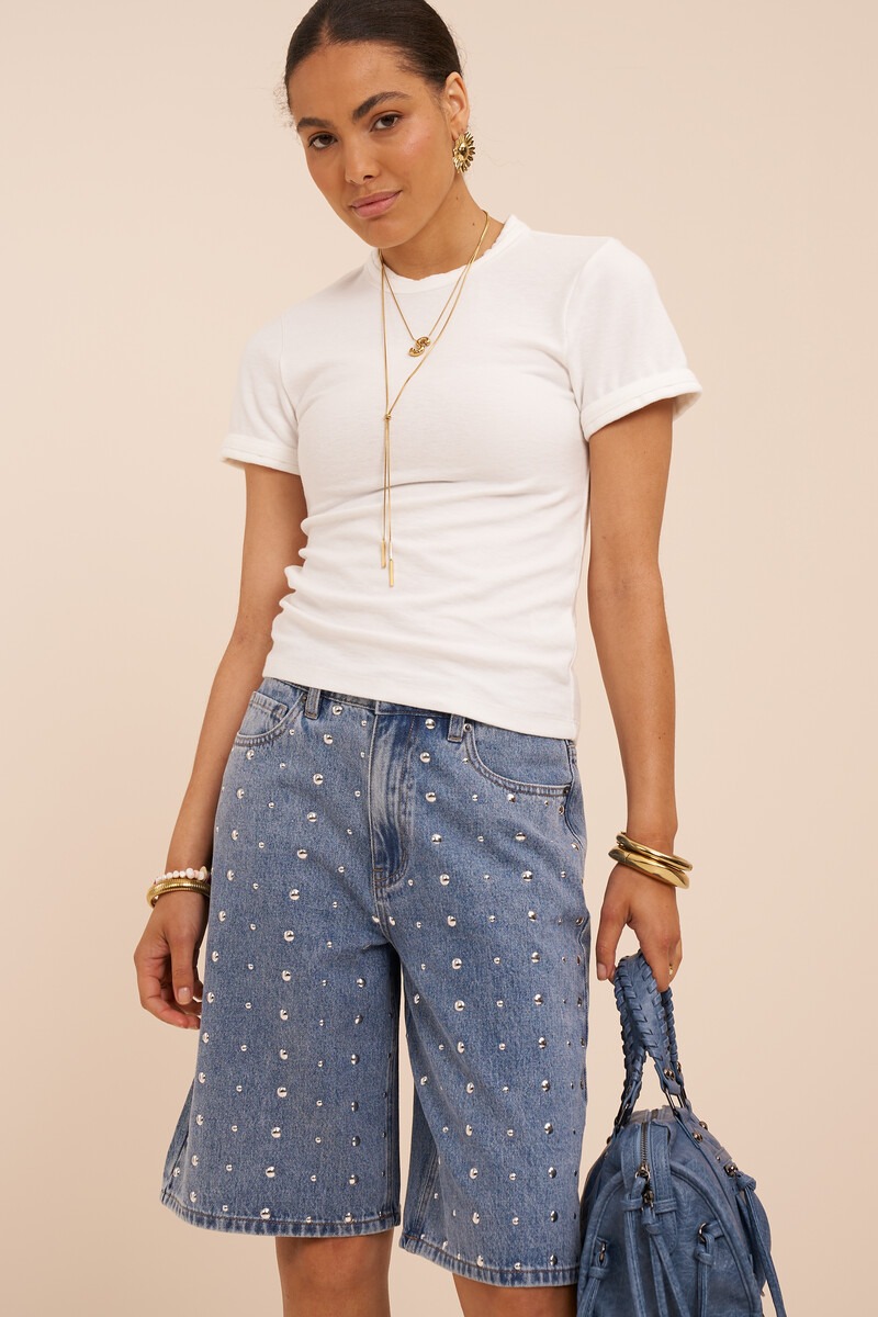 White T-shirt with cap sleeves and detail | My Jewellery
