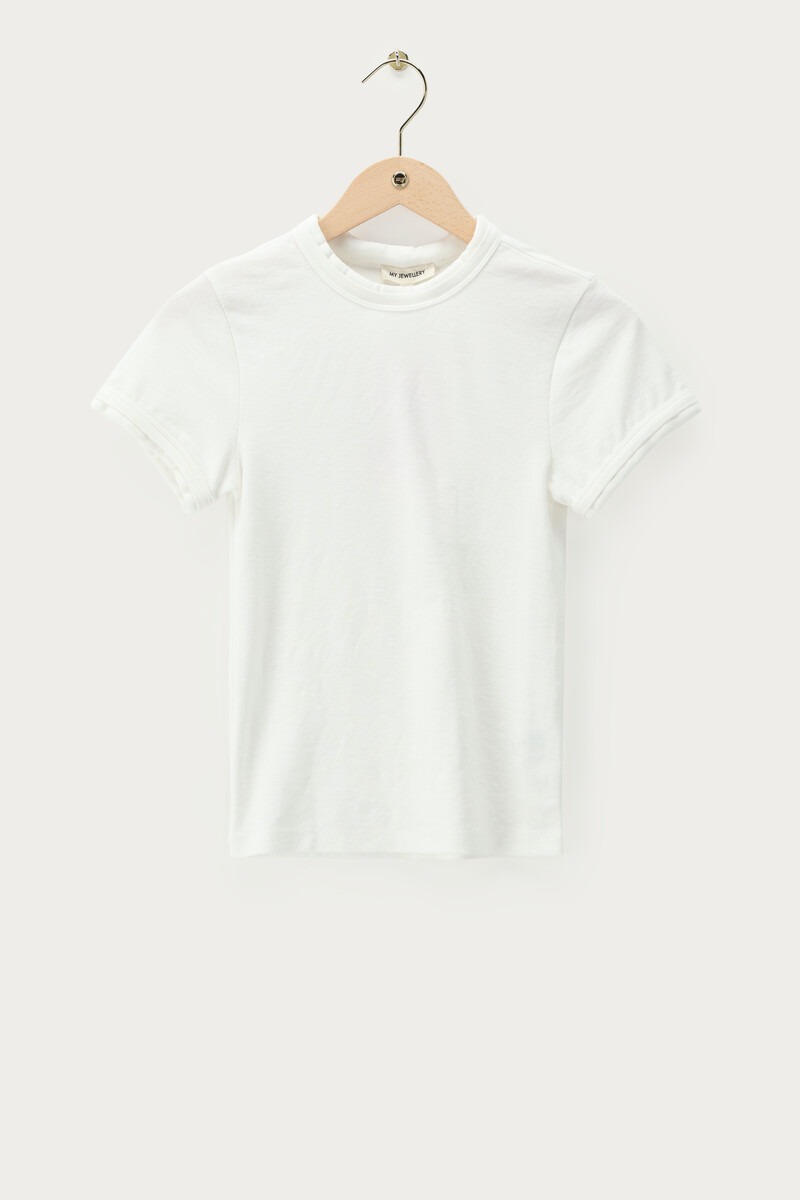 White T-shirt with cap sleeves and detail | My Jewellery