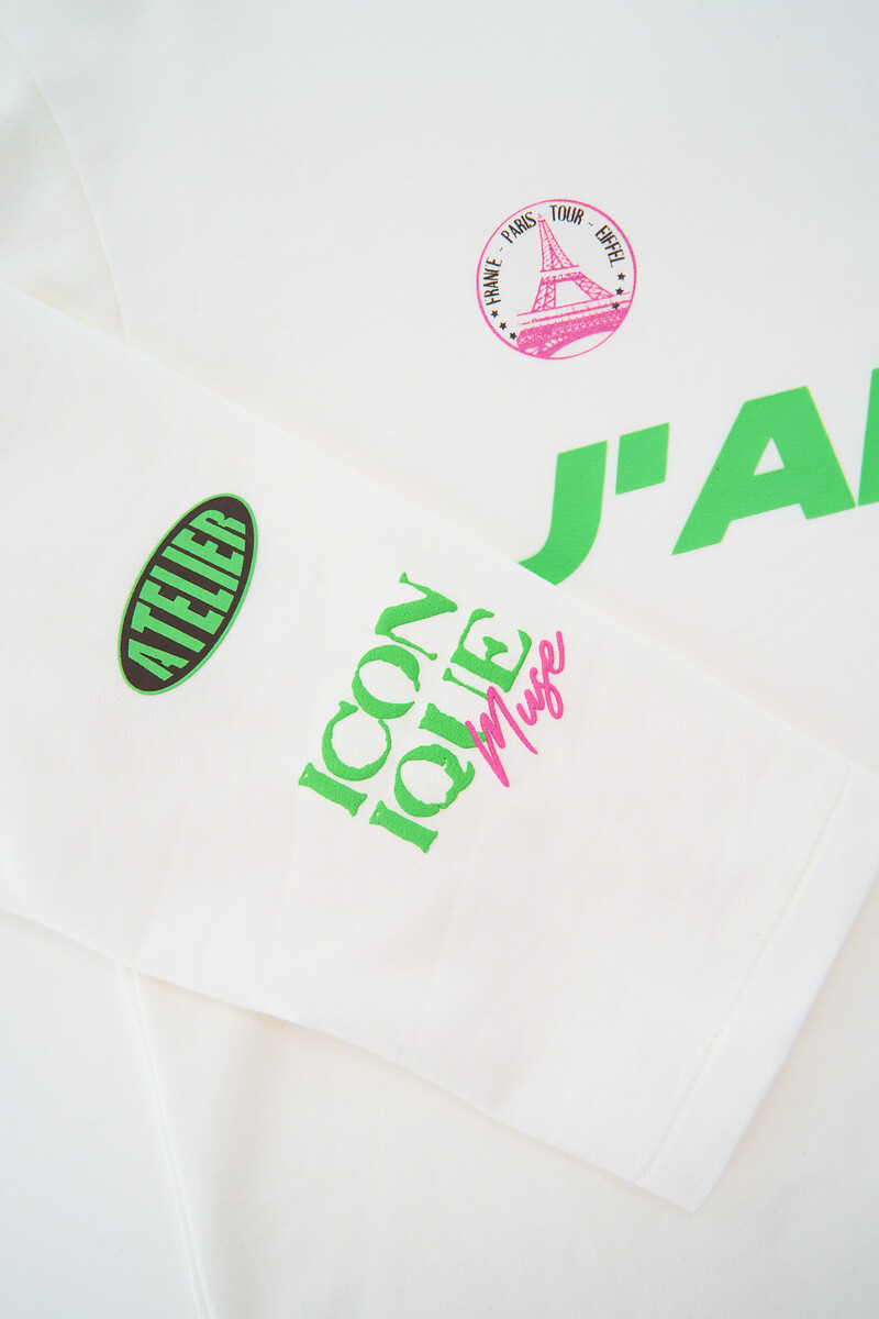 White long-sleeved T-shirt "J'adore Paris" | My Jewellery