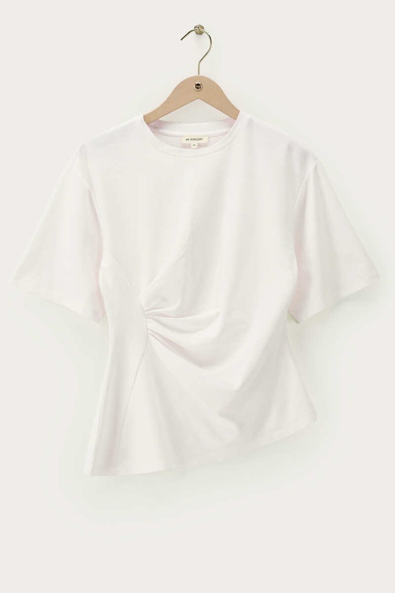 White T-shirt with pleated detail | My Jewellery