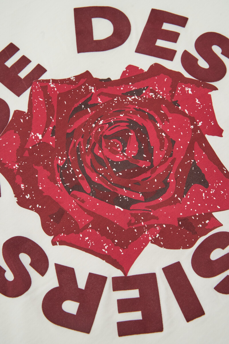 White T-shirt with rose "Rue des Rosiers" | My Jewellery
