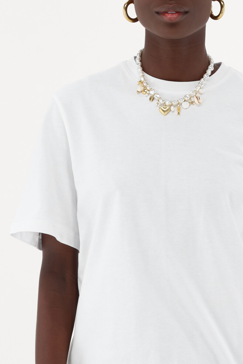 White T-shirt with ruffle | My Jewellery