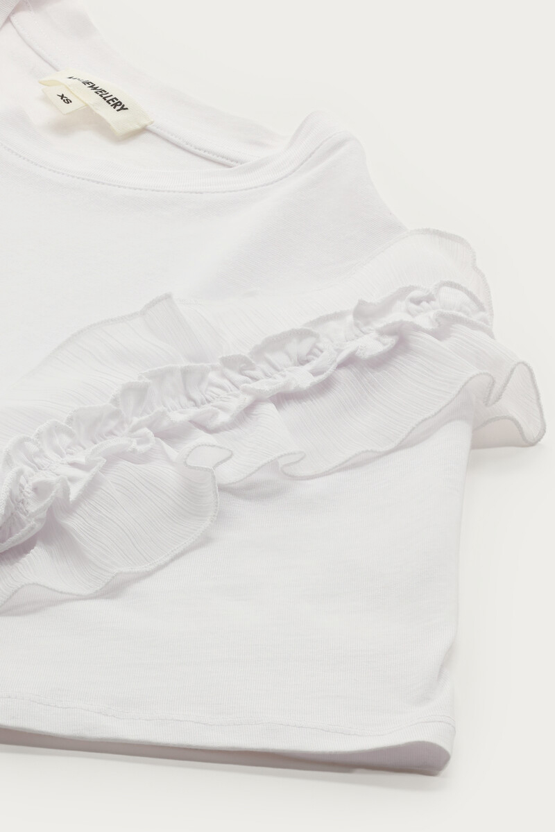 White T-shirt with ruffles