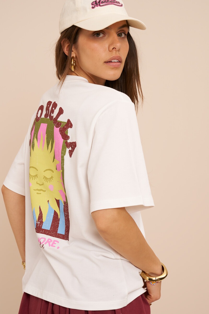 White T-shirt with sun ''Ciao bella'' | My Jewellery