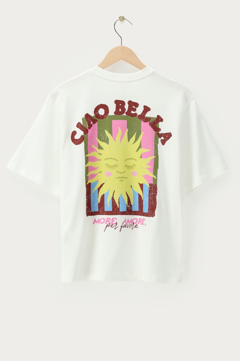 White T-shirt with sun ''Ciao bella'' | My Jewellery