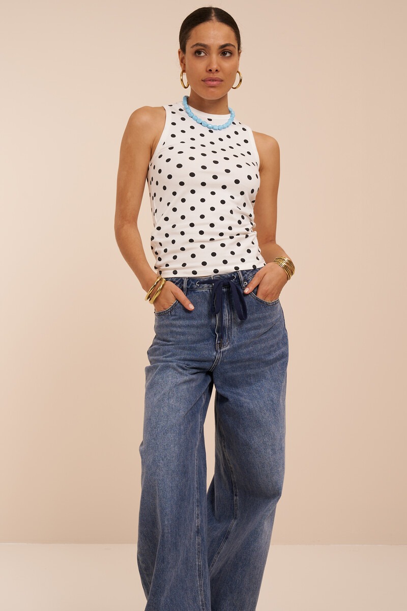 White tank top with polka dot | My Jewellery
