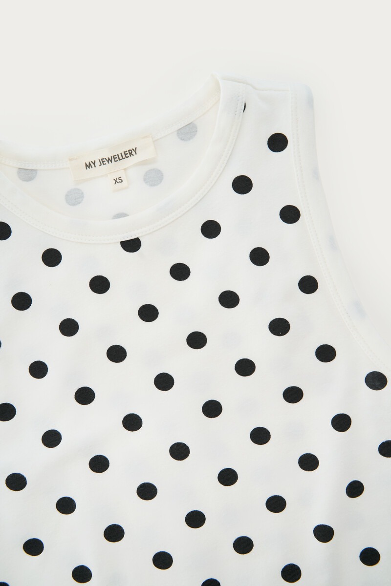 White tank top with polka dot | My Jewellery