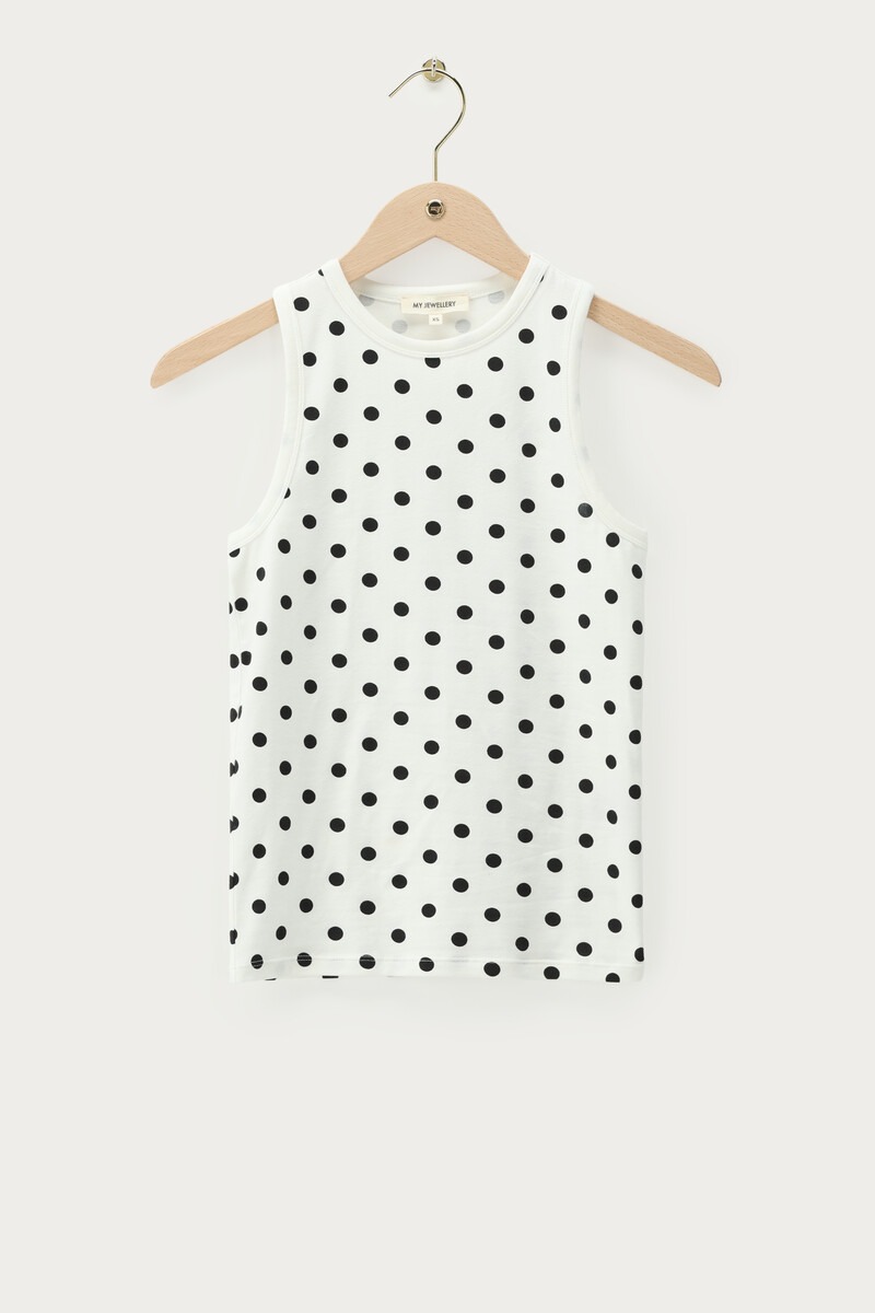 White tank top with polka dot | My Jewellery