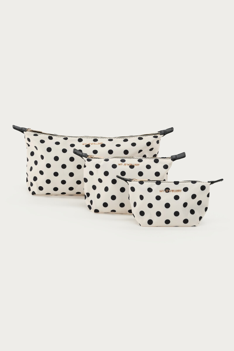 White toiletry bag set with polka dot | My Jewellery