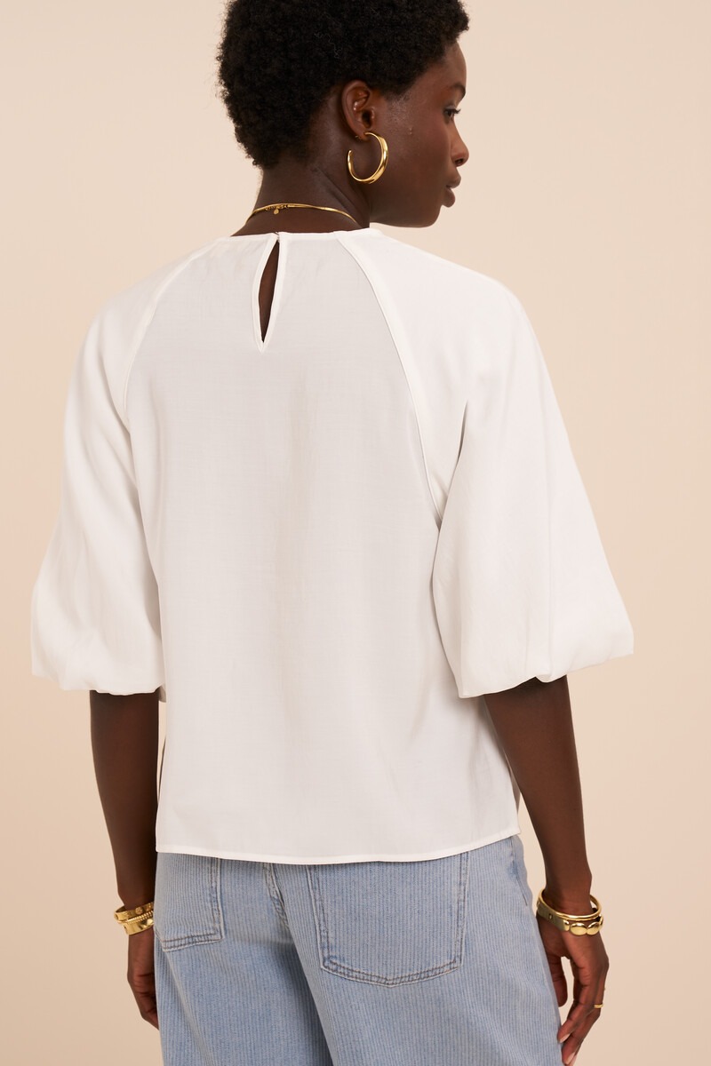 White Top with Balloon Sleeves | My Jewellery